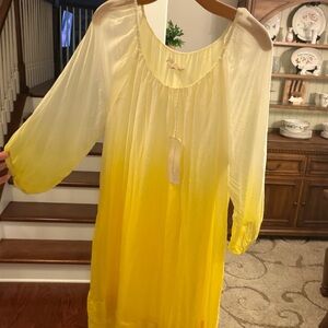 Sunset Ombre Yellow Long Sleeve Maxi Dress
